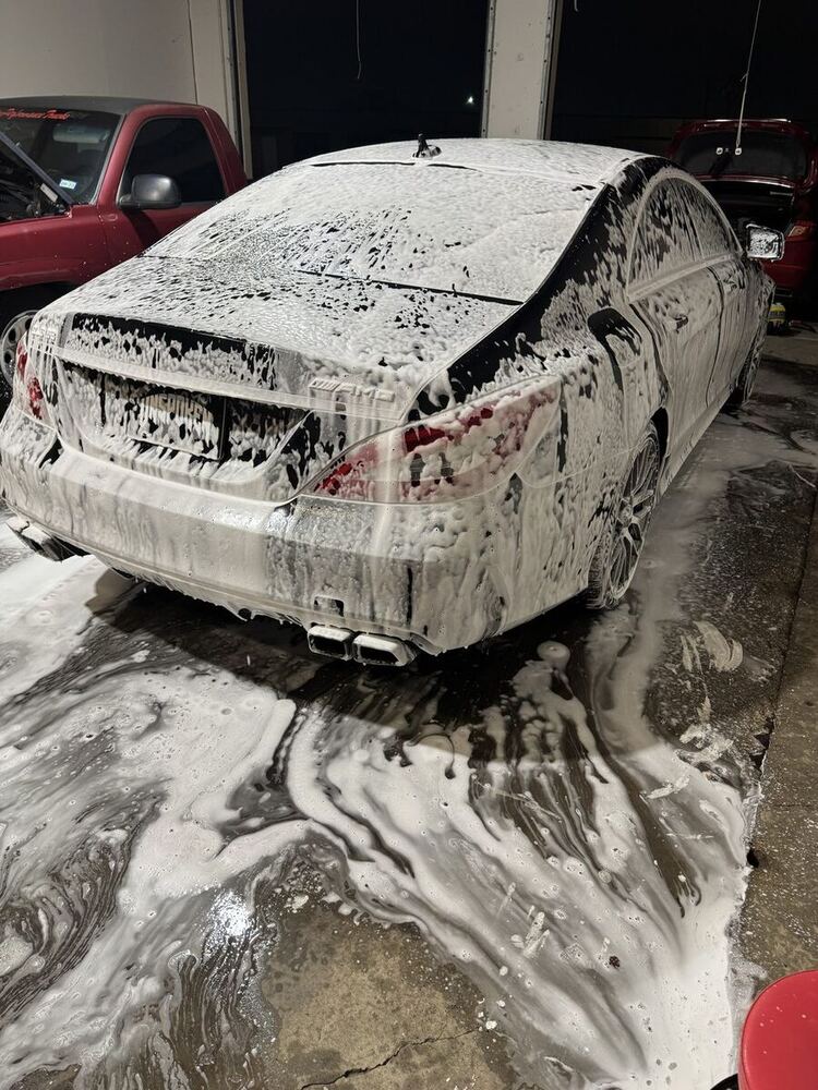 Foam hand wash in progress